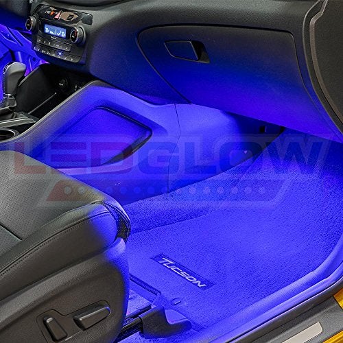 LEDGlow 4pc Blue LED Interior Footwell Underdash Neon Lighting Kit for Cars & Trucks - 7 Unique Patterns - Music Mode - 8 Brightness Levels - Auto Illumination - Includes Cigarette Power Adapter - Image 5
