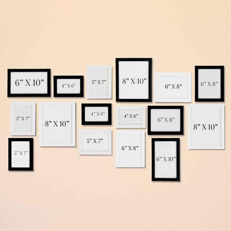 Dev Aastha Photo Frame Set of 16 Individual Wall Photo Frames/Wall Hanging For Home and Office Decoration Sizes (8 x 12, 8 x 10, 5 x 7, 4 x 6) (Black and White) - Image 3