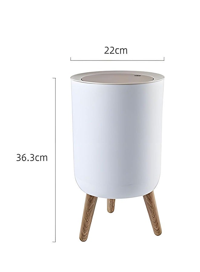 7 L / 1.8 Gallon Round Trash Can with Lid, Small Bathroom Garbage Can with Pop-Up Lid, Dog Proof Trash Can, Waste Basket for Bedroom, Kitchen, Living Room, Office (White) - Image 2