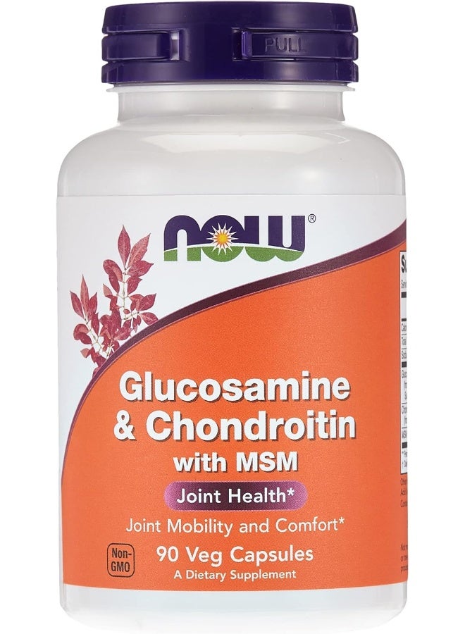 ناو Now Foods Glucosamine And Chondroitin With MSM, 90 Capsules, 200 Grams - Image 1