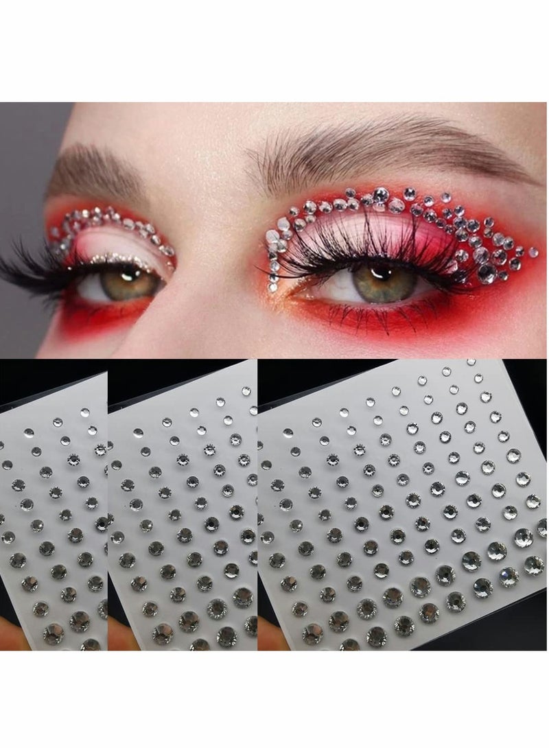 Excefore Eye Body Face Gems Jewels Rhinestone Stickers Acrylic Self Adhesive Crystal White Makeup Diamonds Face Tattoo Stick Gems for Women Festival Accessory DIY Crafts and Nail Art Decorations - Image 1
