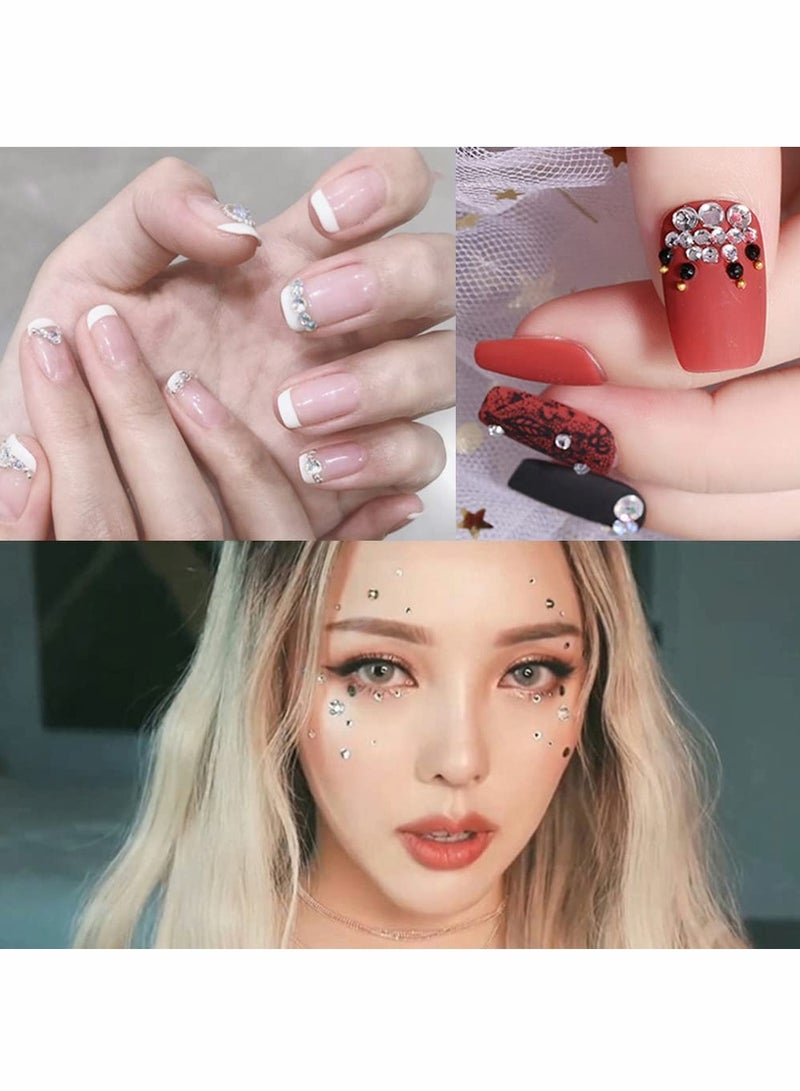 Excefore Eye Body Face Gems Jewels Rhinestone Stickers Acrylic Self Adhesive Crystal White Makeup Diamonds Face Tattoo Stick Gems for Women Festival Accessory DIY Crafts and Nail Art Decorations - Image 2