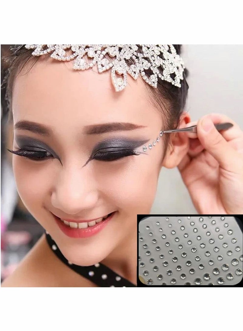 Excefore Eye Body Face Gems Jewels Rhinestone Stickers Acrylic Self Adhesive Crystal White Makeup Diamonds Face Tattoo Stick Gems for Women Festival Accessory DIY Crafts and Nail Art Decorations - Image 3