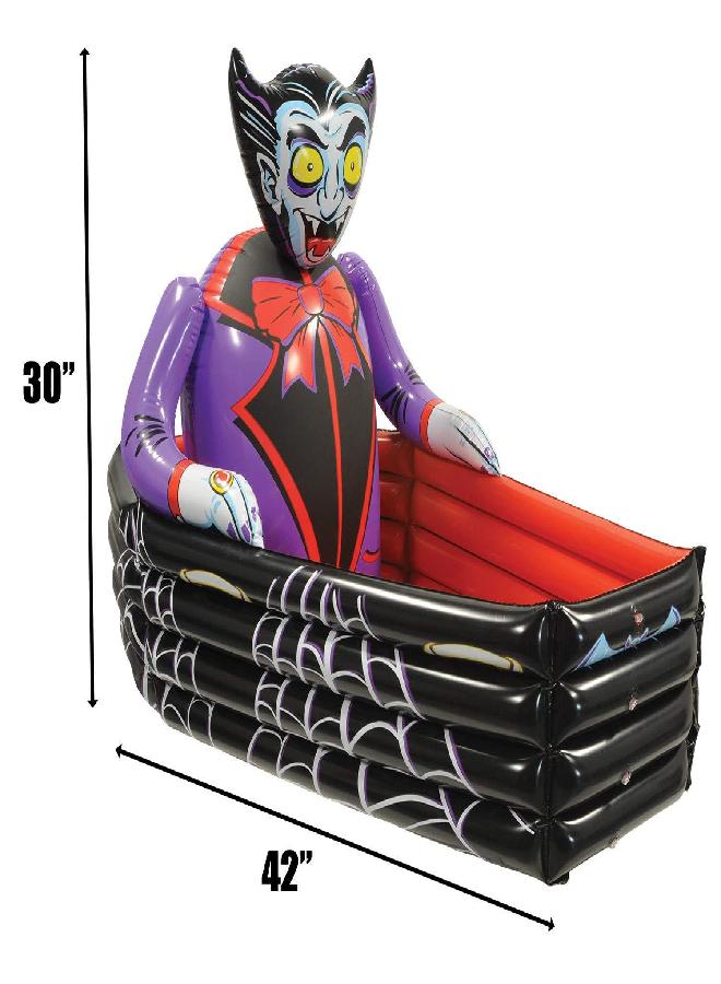 Beistle 30" x 3' 6" Inflatable Vampire And Coffin Happy Halloween Drink Cooler Party Beverage Holder, Holds Approx. 48 12-Ounce Cans, Multicolor - Image 2