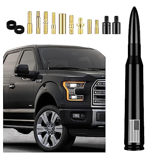 Junecarp American Flag Car Bullet Antenna,Truck Exterior Decoration Accessories[New Upgrade Flag Design] Car Antenna Replacement for Car SUV Truck Most Auto Cars Antenna Accessories (Black) - Image 1