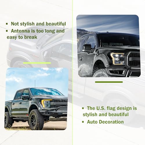 Junecarp American Flag Car Bullet Antenna,Truck Exterior Decoration Accessories[New Upgrade Flag Design] Car Antenna Replacement for Car SUV Truck Most Auto Cars Antenna Accessories (Black) - Image 5