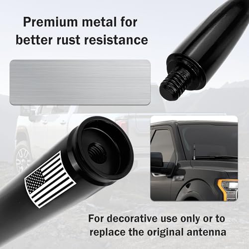 Junecarp American Flag Car Bullet Antenna,Truck Exterior Decoration Accessories[New Upgrade Flag Design] Car Antenna Replacement for Car SUV Truck Most Auto Cars Antenna Accessories (Black) - Image 4