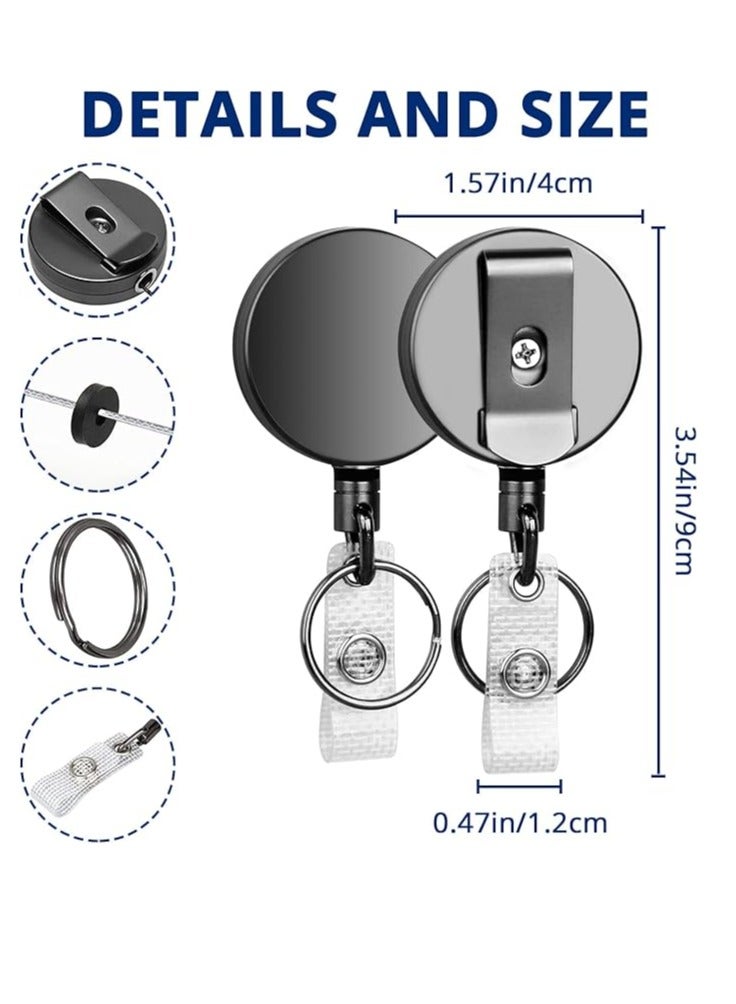 Vitacelli 2 Pcs Heavy Duty Retractable Badge Holder Reel, Metal ID Badge Holder with Belt Clip Key Ring for Name Card Keychain  - Image 3