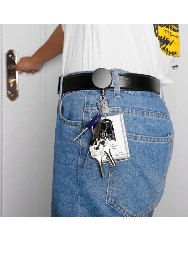 Vitacelli 2 Pcs Heavy Duty Retractable Badge Holder Reel, Metal ID Badge Holder with Belt Clip Key Ring for Name Card Keychain  - Image 4