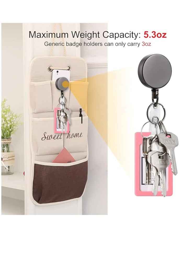 Vitacelli 2 Pcs Heavy Duty Retractable Badge Holder Reel, Metal ID Badge Holder with Belt Clip Key Ring for Name Card Keychain  - Image 5