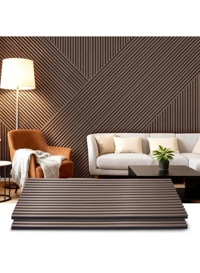 LARWORKS Acoustic Wood Slat Panels 2 Pack 47.6" x 23.6", Soundproof Wooden Wall Panels, 3D Fluted Panel for Interior Wall Decor, Living Room, Bedroom - Walnut (Cover Approx. 16 sq.ft) - Image 1