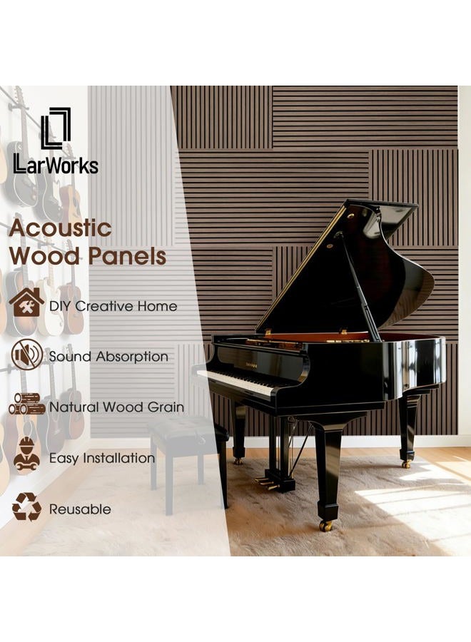 LARWORKS Acoustic Wood Slat Panels 2 Pack 47.6" x 23.6", Soundproof Wooden Wall Panels, 3D Fluted Panel for Interior Wall Decor, Living Room, Bedroom - Walnut (Cover Approx. 16 sq.ft) - Image 3