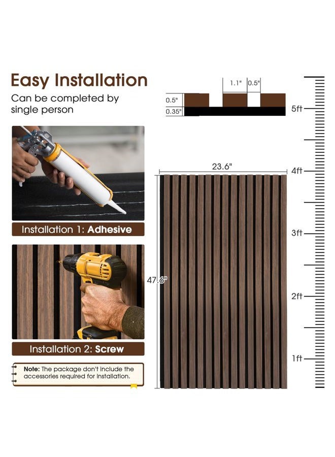 LARWORKS Acoustic Wood Slat Panels 2 Pack 47.6" x 23.6", Soundproof Wooden Wall Panels, 3D Fluted Panel for Interior Wall Decor, Living Room, Bedroom - Walnut (Cover Approx. 16 sq.ft) - Image 5