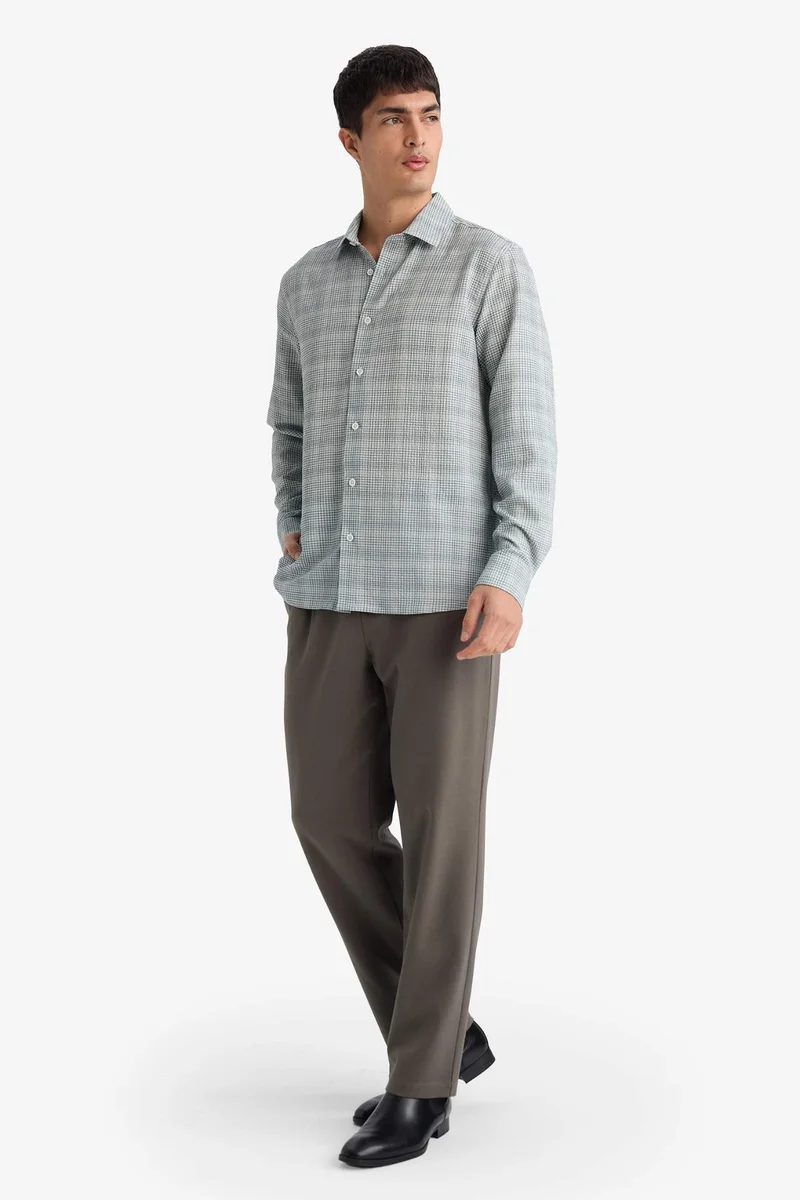ديفاكتو Regular Fit Polo Neck Long Sleeve Shirt
