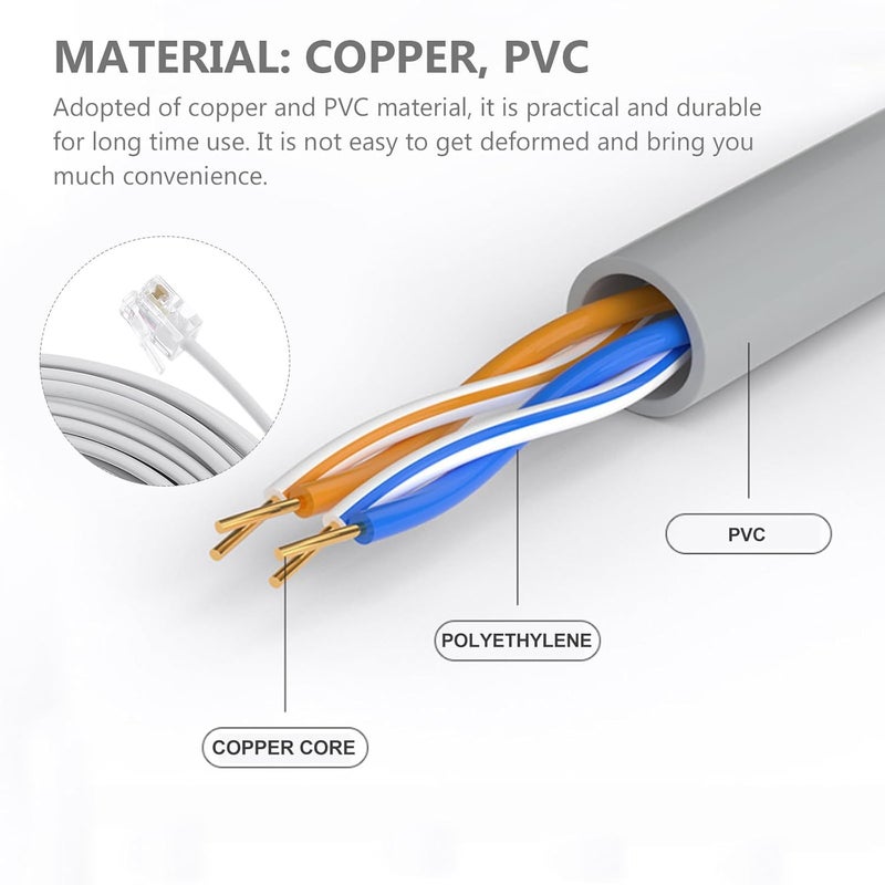 Valiclud 20M White Rj11 Telephone Extension Cable For Home Phone Modem Fax - Image 4