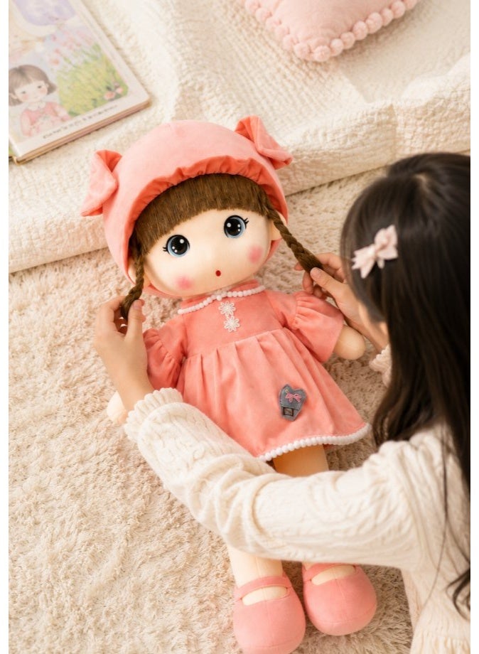 DAT Soft Plush Bunny Ear Girl Doll with Dress & Braids – Red, Pink, Purple - Image 5