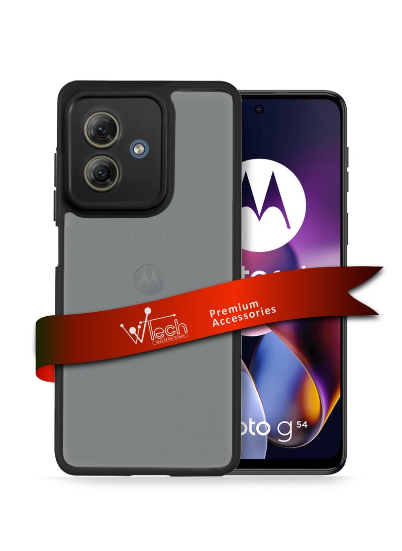 Wtech Hybrid Silicone With Translucent Back Protective Lens Shield Case Cover For Motorola Moto G54 5G 2023 Black  - Image 1