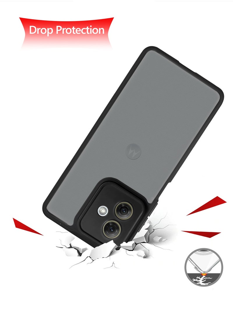 Wtech Hybrid Silicone With Translucent Back Protective Lens Shield Case Cover For Motorola Moto G54 5G 2023 Black  - Image 2