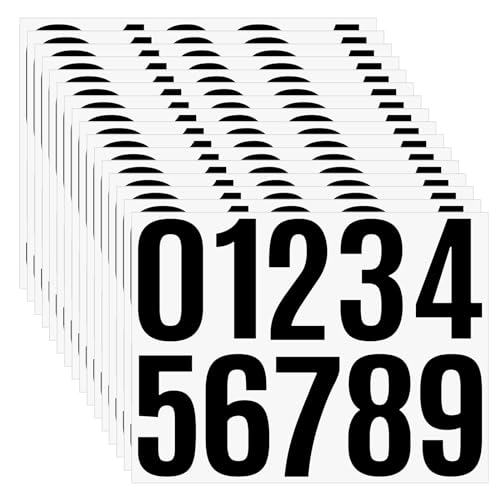 SXDMHYB 16 Sheets /160 PCS Mailbox Number stickers 4 Inch Waterproof Vinyl Large Decals Self Adhesive House numbers，for Signs Car Home Residence Trash can,Mailbox,Address Number(Black) - Image 1