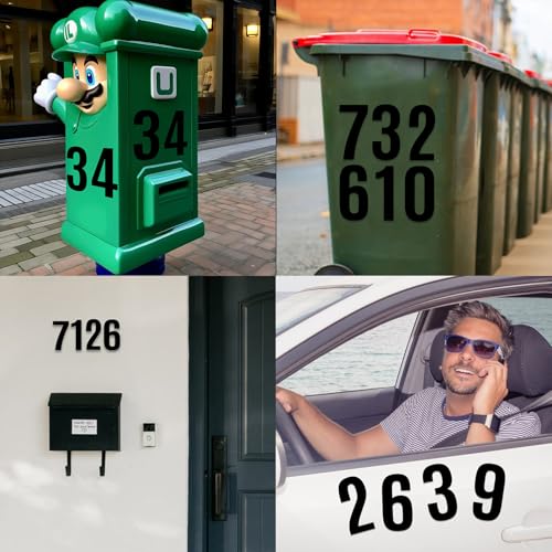 SXDMHYB 16 Sheets /160 PCS Mailbox Number stickers 4 Inch Waterproof Vinyl Large Decals Self Adhesive House numbers，for Signs Car Home Residence Trash can,Mailbox,Address Number(Black) - Image 5