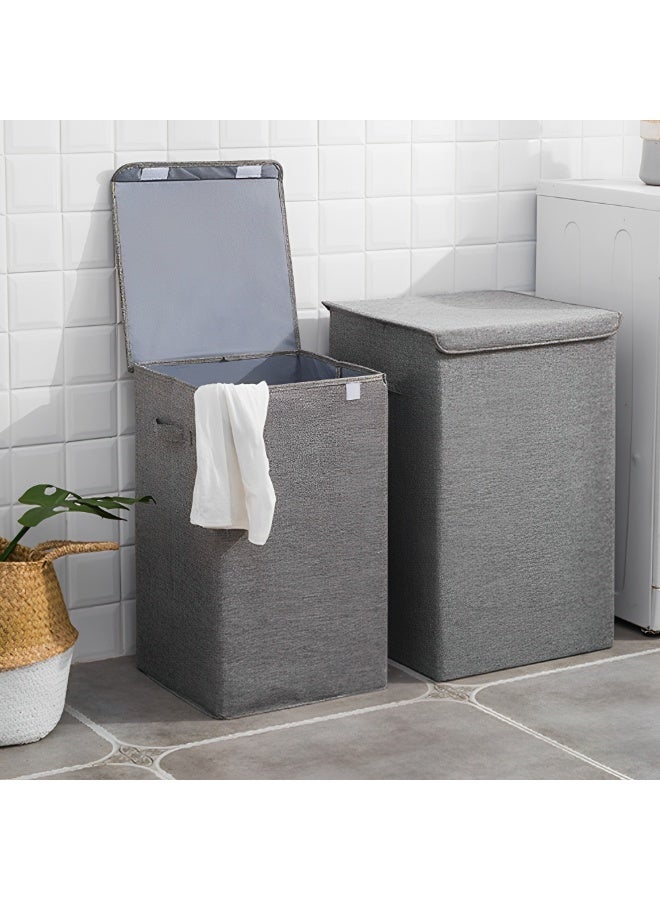 Beauenty Laundry Basket with Lid,100L Foldable Large Laundry Hamper,Washing Baskets for Laundry with Handles,Linen Dirty Clothes Bin for Bedroom,Bathroom,Dorm,Laundry Room(Grey) - Image 4