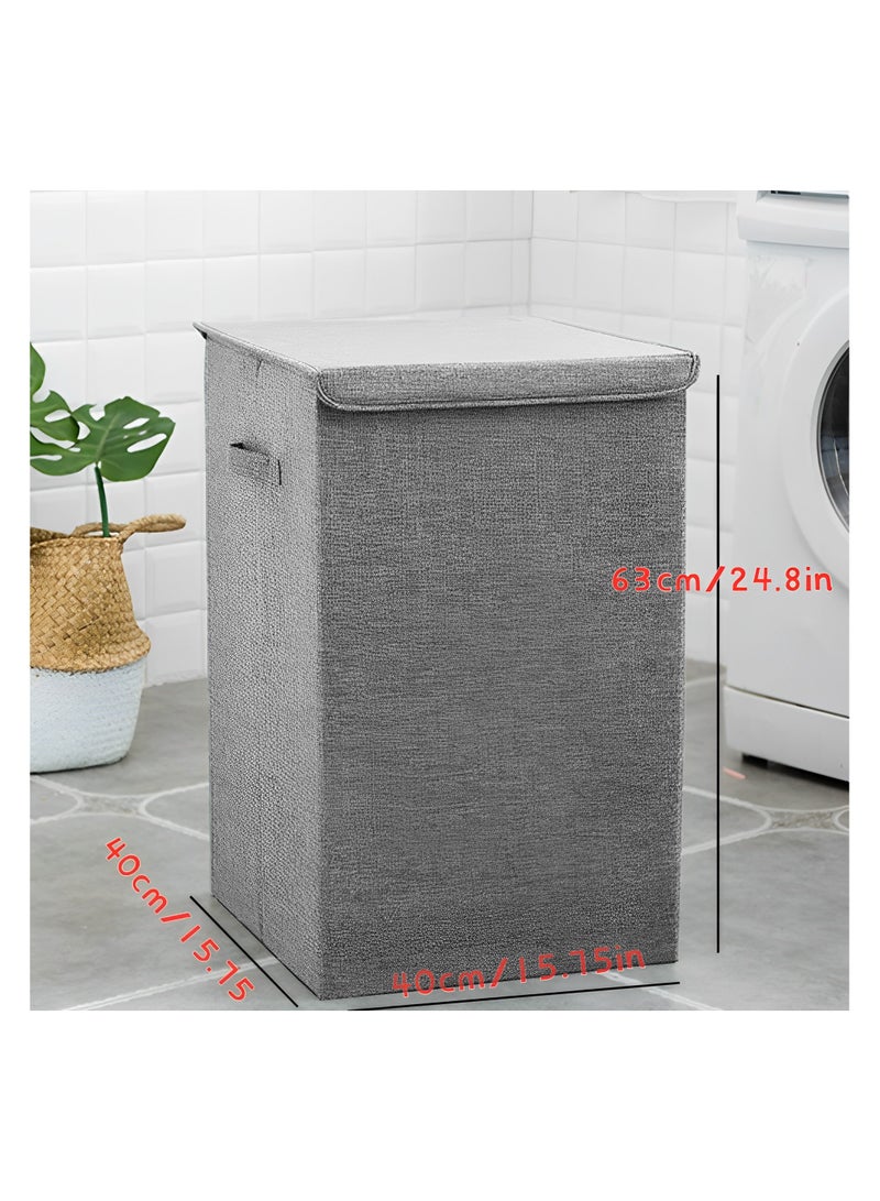 Beauenty Laundry Basket with Lid,100L Foldable Large Laundry Hamper,Washing Baskets for Laundry with Handles,Linen Dirty Clothes Bin for Bedroom,Bathroom,Dorm,Laundry Room(Grey) - Image 2