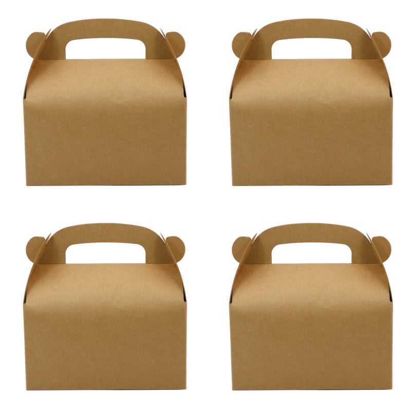 Oletx 24Pack Brown Party Favor Treat Boxes Goodie Gable Paper Gift Boxes with Handles Perfect for Birthday Babyshower and Any Fun Party