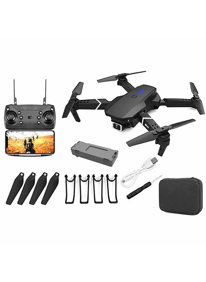 E88 WiFi FPV 4K Camera Drone Headless Mode Dual Camera Drone 3 Batterires Black Suitable for Beginners and Kids