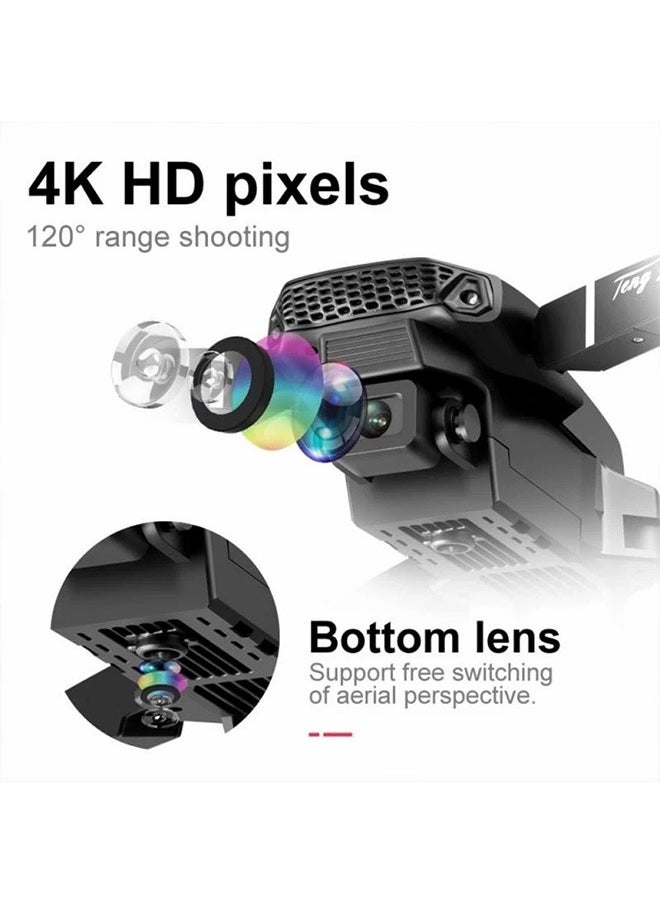 E88 WiFi FPV 4K Camera Drone Headless Mode Dual Camera Drone 3 Batterires Black Suitable for Beginners and Kids