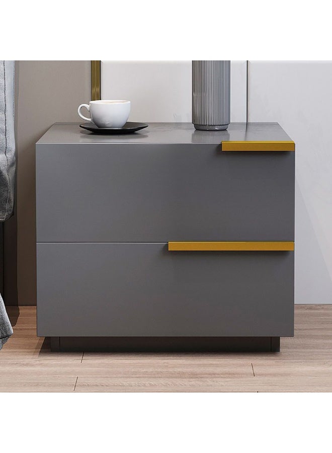 Generic Modern Bedside Table Small Wooden Table with 2 Drawers and Spacious Countertop for Bed Side Sofa End Simple Nightstand Bedside Cabinet with Storage for Bedroom Living Room, CT042 (Grey)  - Image 1