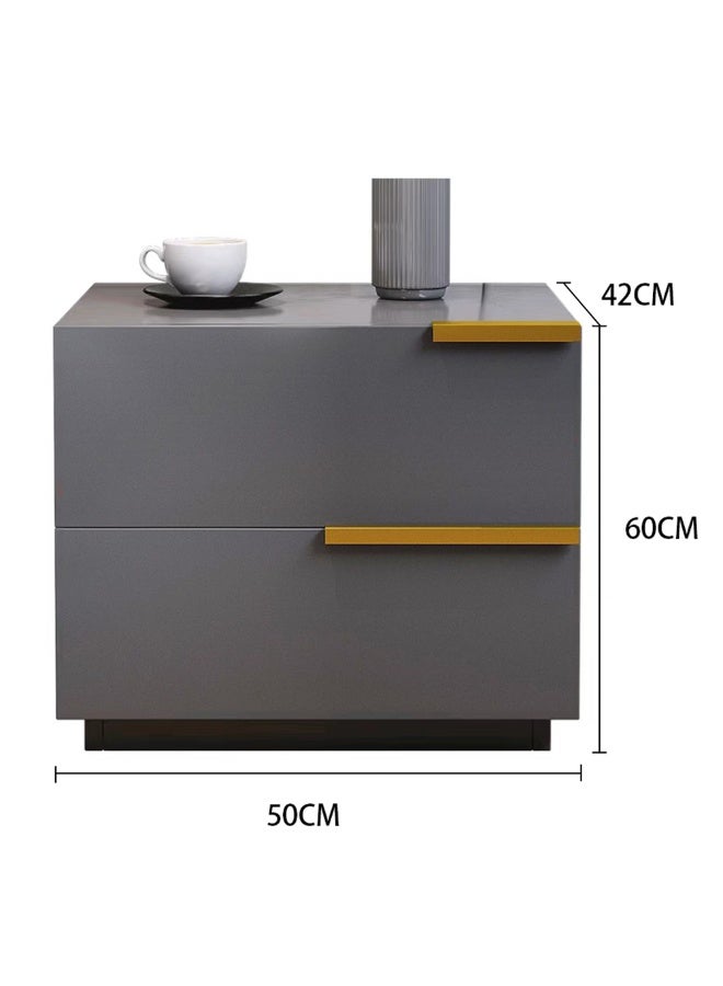 Generic Modern Bedside Table Small Wooden Table with 2 Drawers and Spacious Countertop for Bed Side Sofa End Simple Nightstand Bedside Cabinet with Storage for Bedroom Living Room, CT042 (Grey)  - Image 2