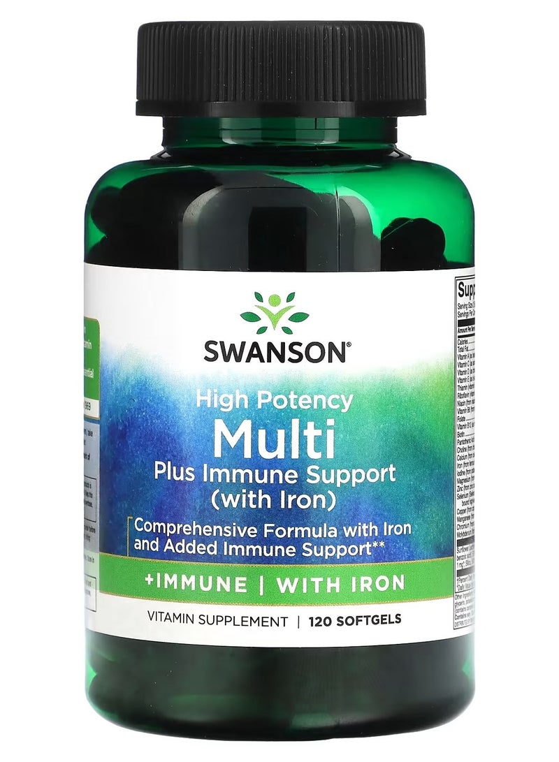 SWANSON Multi Plus Immune Support with Iron High Potency, 120 Softgels - Image 1