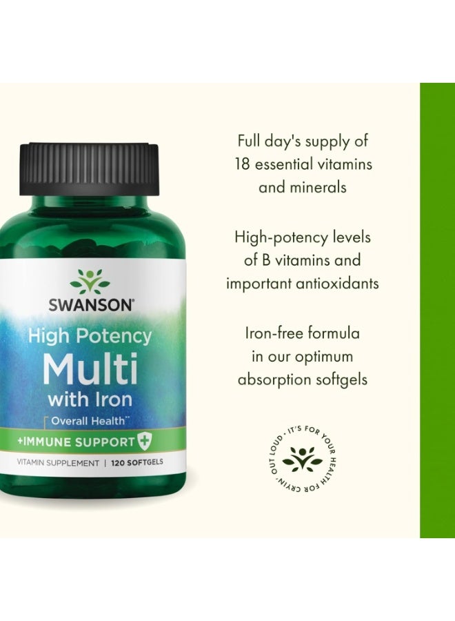 SWANSON Multi Plus Immune Support with Iron High Potency, 120 Softgels - Image 2