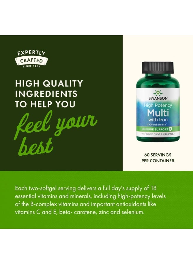 SWANSON Multi Plus Immune Support with Iron High Potency, 120 Softgels - Image 3