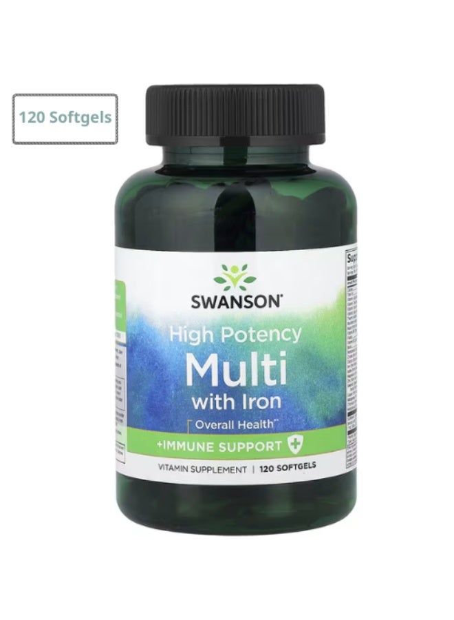 سوانسون، متعدد الفيتامينات مع الحديد، عالي الفعالية، 120 كبسولة هلامية - Image 1