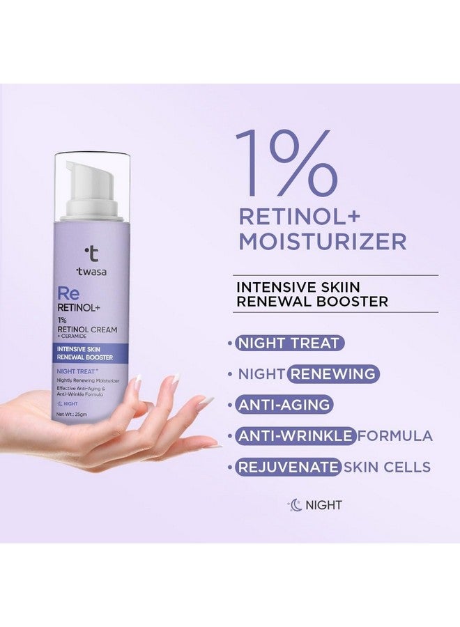 Twasa 1% Retinol Night Cream For Reduces Fine Lines & Wrinkles With Ceramide | Night Cream For Glowing Skin | Anti Aging Cream For Men & Women | 25gm - Image 2