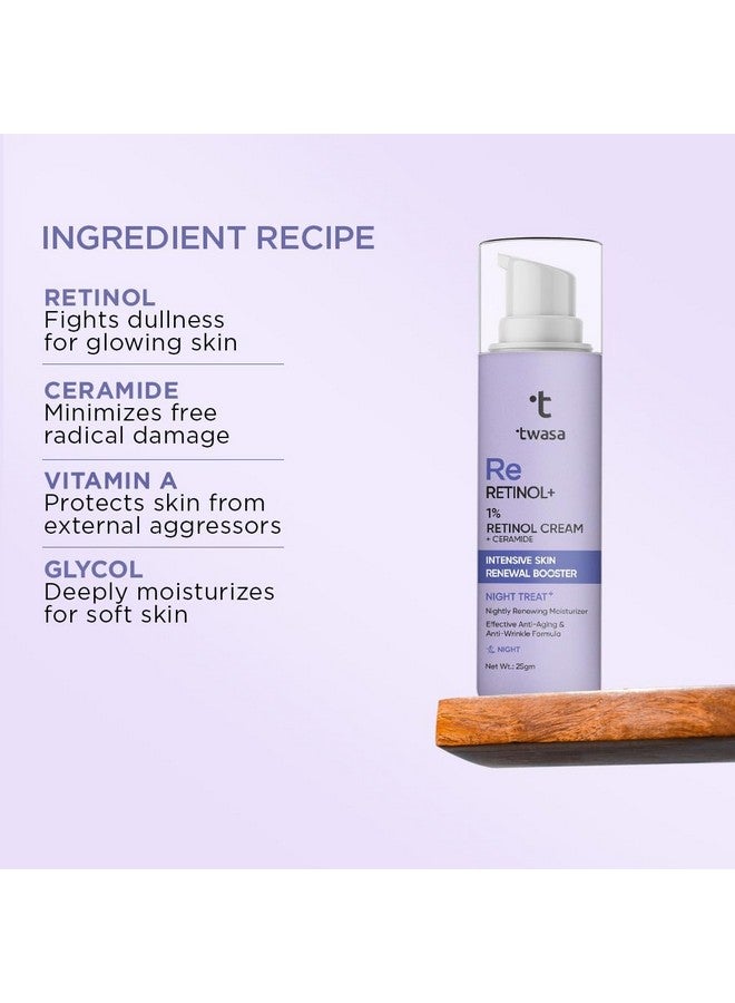 Twasa 1% Retinol Night Cream For Reduces Fine Lines & Wrinkles With Ceramide | Night Cream For Glowing Skin | Anti Aging Cream For Men & Women | 25gm - Image 5