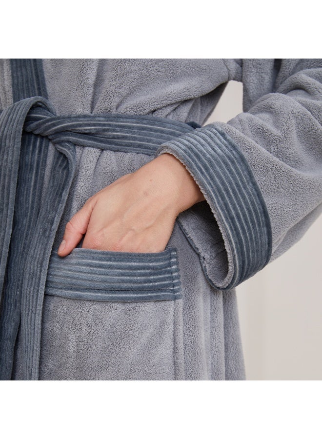Reefi Modern Hooded Bathrobe, Grey - Image 3