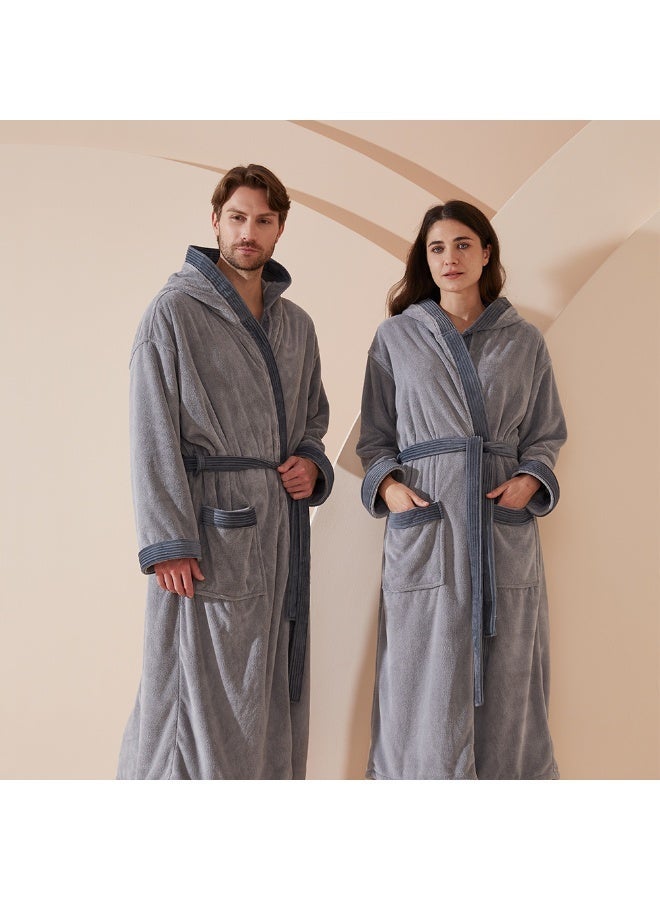 Reefi Modern Hooded Bathrobe, Grey - Image 1