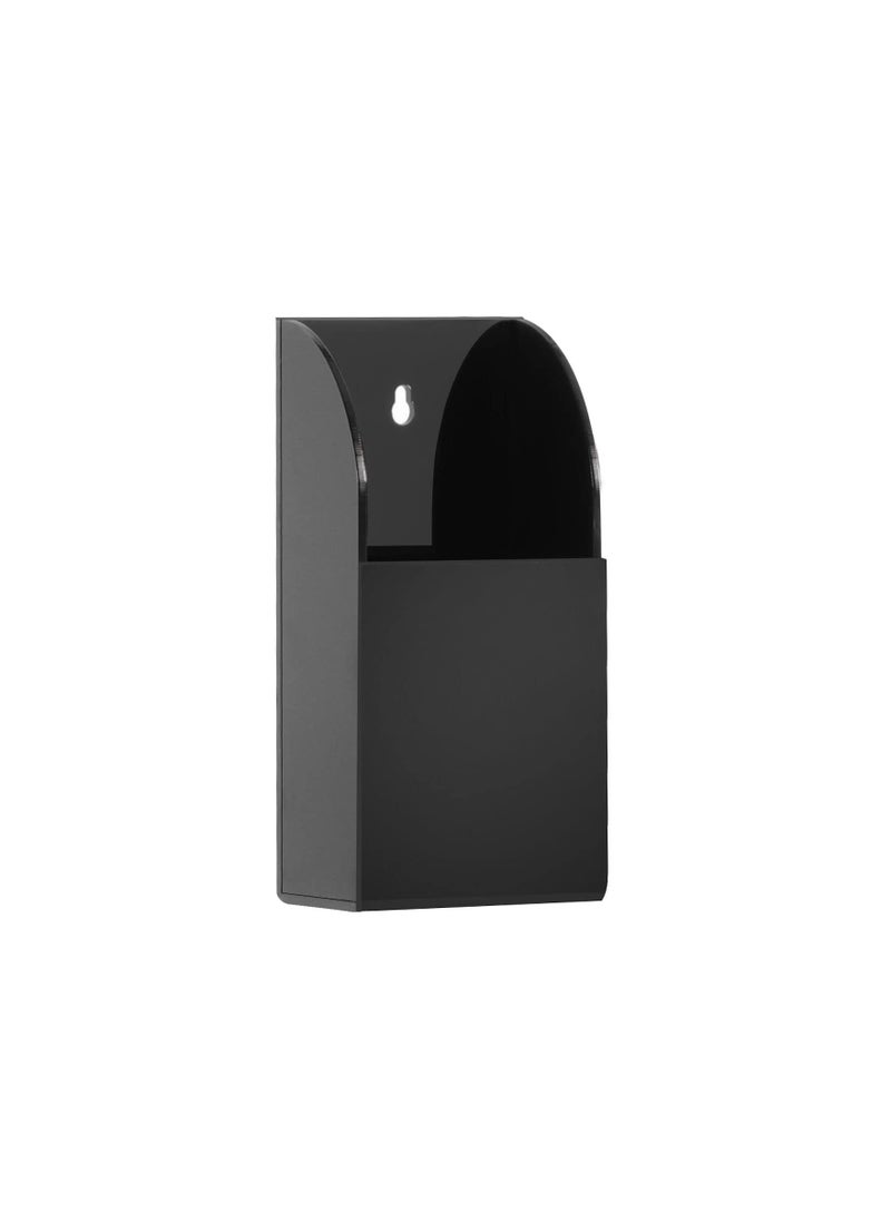 SYOSI - Wall Mount Pencil Holder, Acrylic Remote Holder Wall Mount 1 Compartment, Black Remote Control Holder Wall Mount, Wall Pen Holder, Single Pen Holder for Wall, Pens, Makeup, Key, 2.8’’×1.6’’×5.6’’ - Image 1