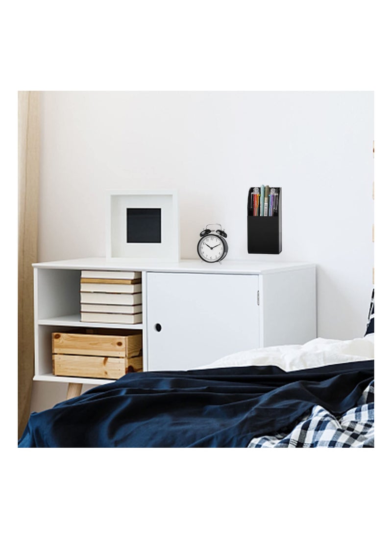 SYOSI - Wall Mount Pencil Holder, Acrylic Remote Holder Wall Mount 1 Compartment, Black Remote Control Holder Wall Mount, Wall Pen Holder, Single Pen Holder for Wall, Pens, Makeup, Key, 2.8’’×1.6’’×5.6’’ - Image 1