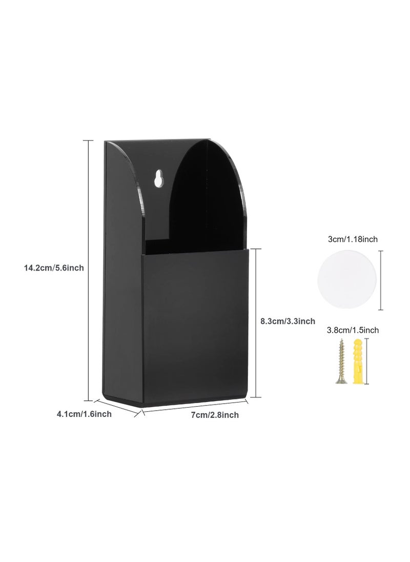 SYOSI - Wall Mount Pencil Holder, Acrylic Remote Holder Wall Mount 1 Compartment, Black Remote Control Holder Wall Mount, Wall Pen Holder, Single Pen Holder for Wall, Pens, Makeup, Key, 2.8’’×1.6’’×5.6’’ - Image 1