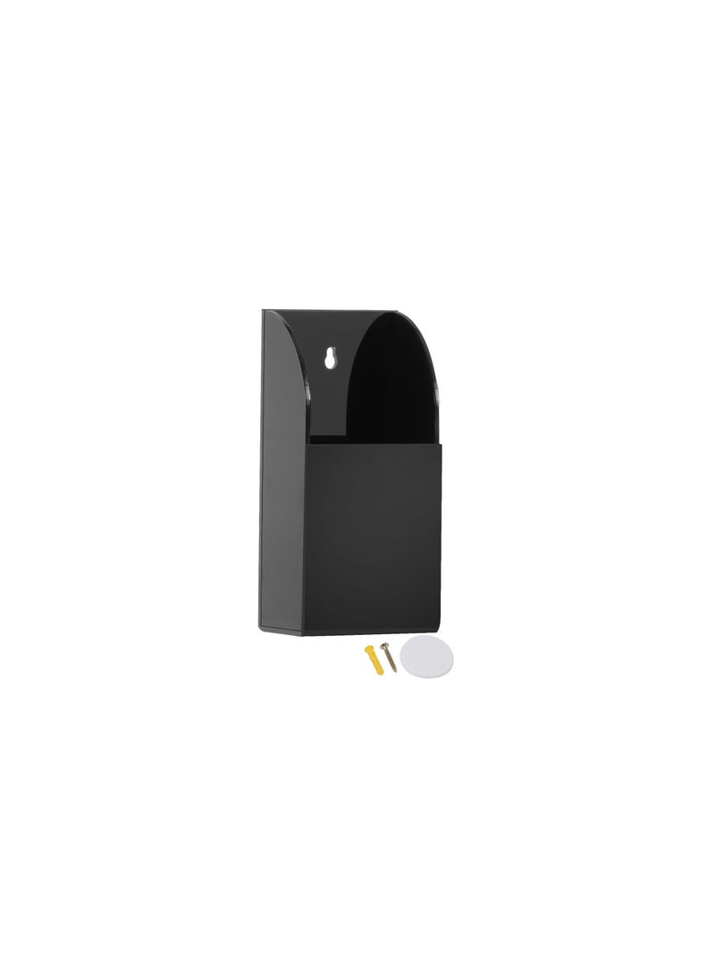SYOSI - Wall Mount Pencil Holder, Acrylic Remote Holder Wall Mount 1 Compartment, Black Remote Control Holder Wall Mount, Wall Pen Holder, Single Pen Holder for Wall, Pens, Makeup, Key, 2.8’’×1.6’’×5.6’’ - Image 1