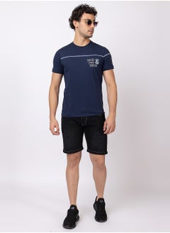 OCTAVE Octave Men's Solid Color Cotton with Spandex T-shirt,Midnight blue  - Image 1