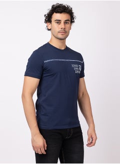OCTAVE Octave Men's Solid Color Cotton with Spandex T-shirt,Midnight blue  - Image 3