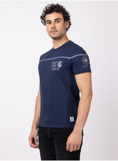 OCTAVE Octave Men's Solid Color Cotton with Spandex T-shirt,Midnight blue  - Image 4
