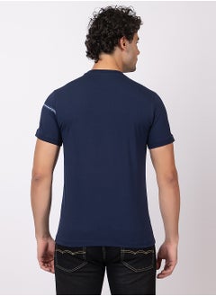 OCTAVE Octave Men's Solid Color Cotton with Spandex T-shirt,Midnight blue  - Image 5