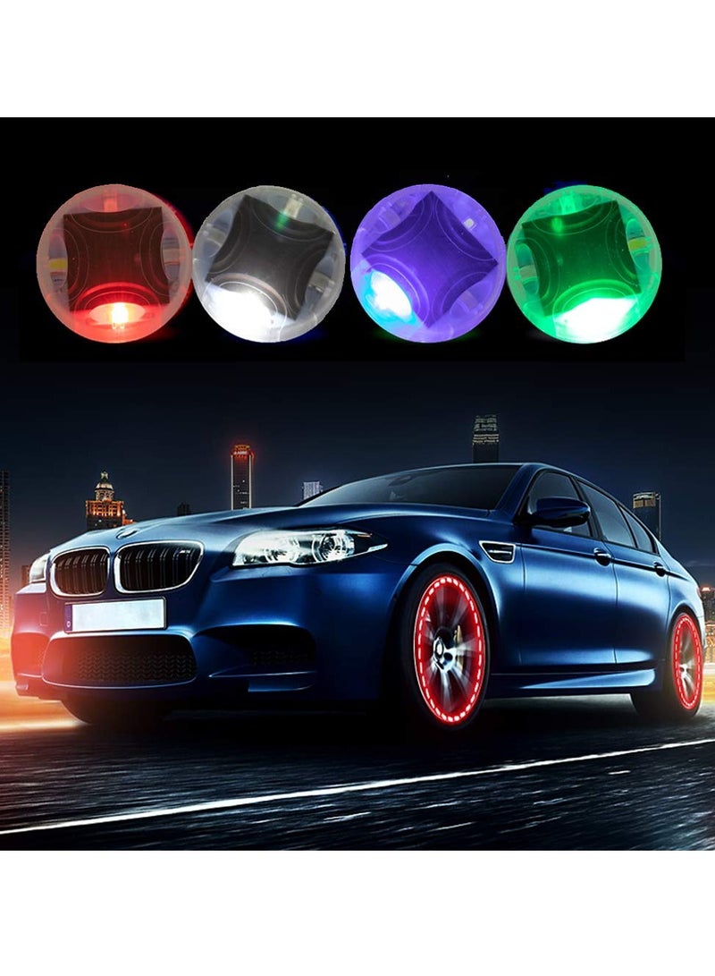 Solar LED Tire Valve Caps, 4pcs Colorful Motion Sensor Lights for Cars, Bicycles and Motorcycles - Image 2