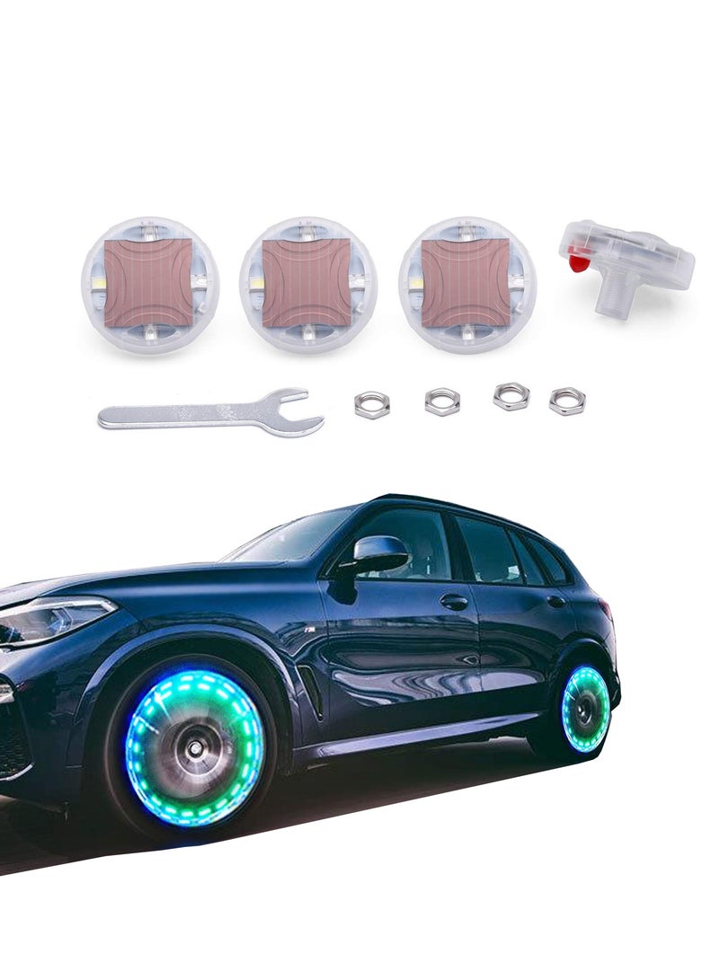 Solar LED Tire Valve Caps, 4pcs Colorful Motion Sensor Lights for Cars, Bicycles and Motorcycles - Image 1