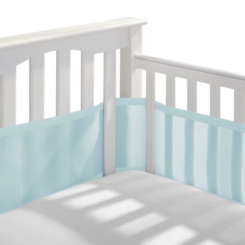 BreathableBaby Breathable Mesh Liner for FullSize Cribs Classic 3mm Mesh Blue Green Aqua Size 4FS Covers 3 or 4 Sides
